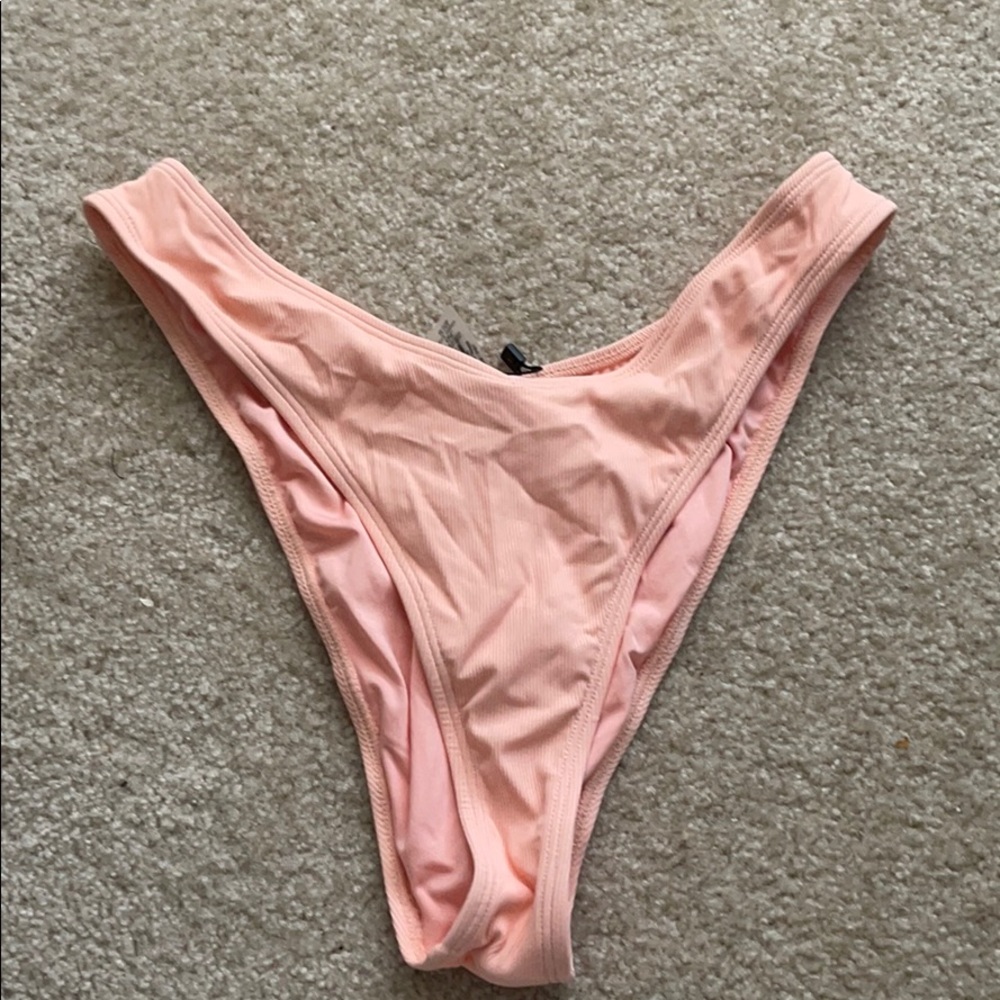 High leg bikini bottoms peach color